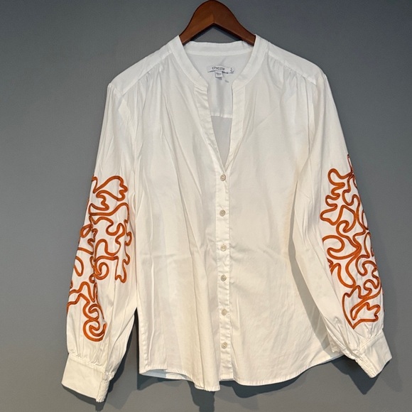 Chico ‘S White and Orange Button Down Shirt - Picture 3 of 7